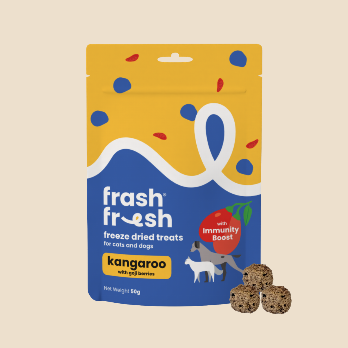 FRASH FRESH Freeze Dried Dog & Cat Treats (Kangaroo with Immunity Boost) 50G