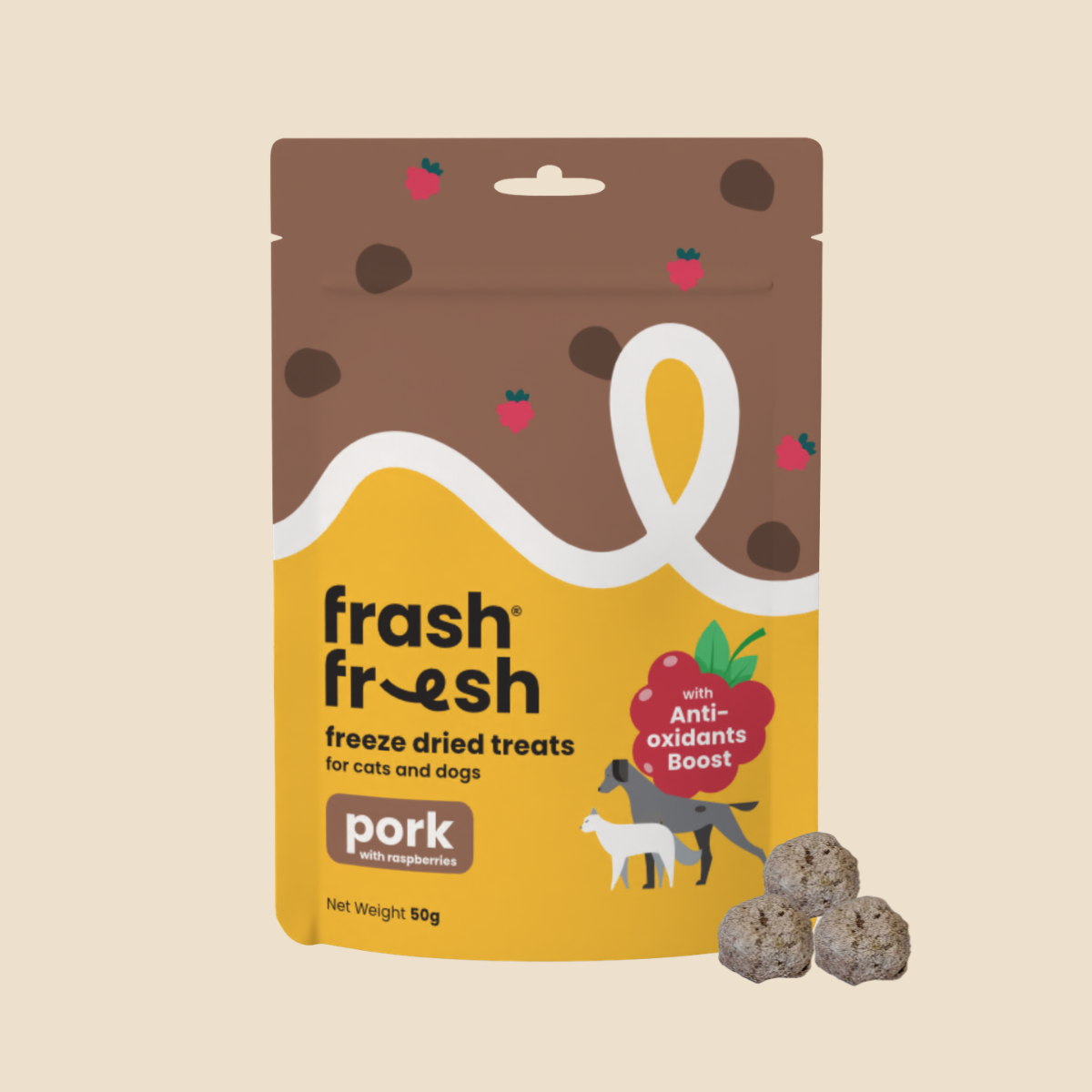 FRASH FRESH Freeze Dried Dog & Cat Treats (Pork with Antioxidants Boost) 50G