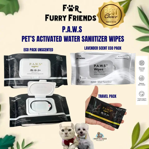 For Furry Friends For Furry Friends Pet’s Activated Water Sanitizer (P.A.W.S) Wipes Grooming & healthcare