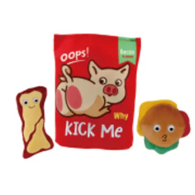 GiGwi GiGwi Dog Toy 3-in-1 Foody Friendz Pork Snack Bag Squeaker Crinkle 6967 Dog Accessories