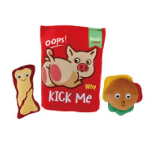 GiGwi GiGwi Dog Toy 3-in-1 Foody Friendz Pork Snack Bag Squeaker Crinkle 6967 Dog Accessories