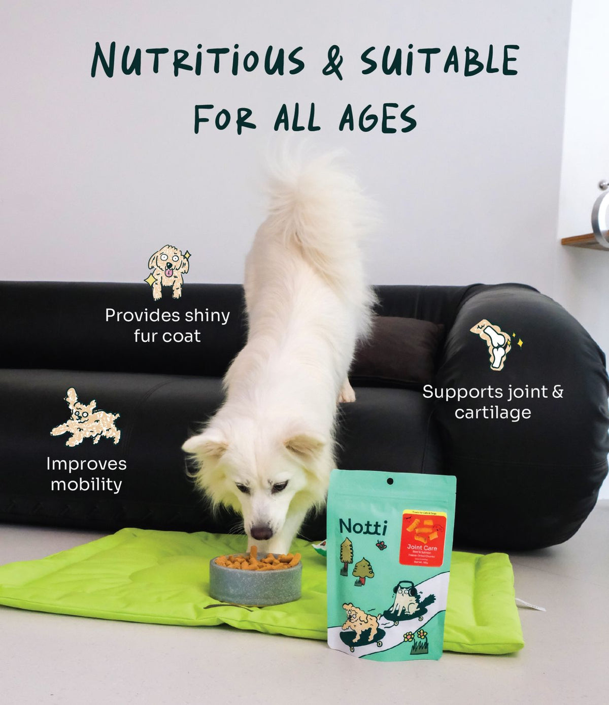 [10% OFF] Notti Joint Care Beef & Salmon Freeze-Dried Chunks 50g Treats For Dogs & Cats