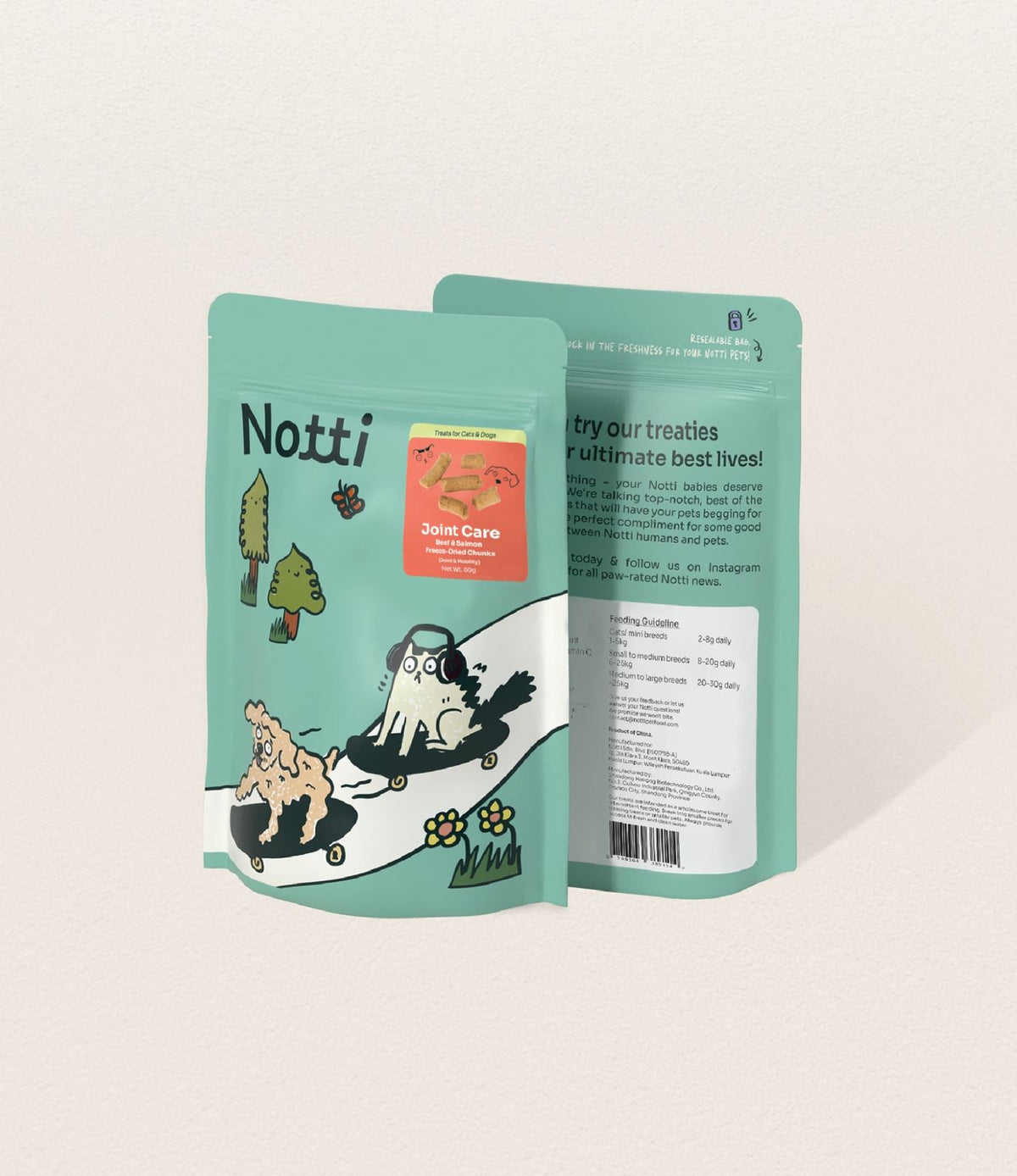 [10% OFF] Notti Joint Care Beef & Salmon Freeze-Dried Chunks 50g Treats For Dogs & Cats