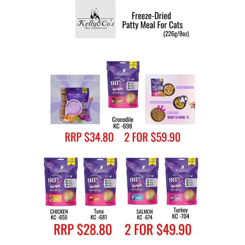 Kelly & Co’s Kelly & Co’s Patty Meal For Cats 226g/8oz Cat Food & Treats