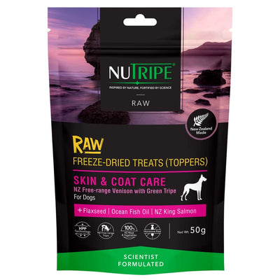 Nutripe [10% OFF] Nutripe NZ Free-Range Venison Skin & Coat Care Freeze Dried Raw Dog Treats & Toppers 50g Dog Food & Treats