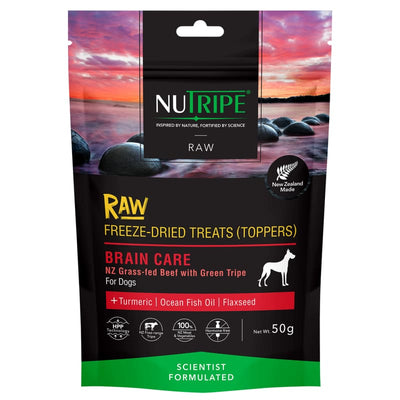 Nutripe [10% OFF] Nutripe NZ Grass-Fed Beef Brain Care Freeze Dried Raw Dog Treats & Toppers 50g Dog Food & Treats