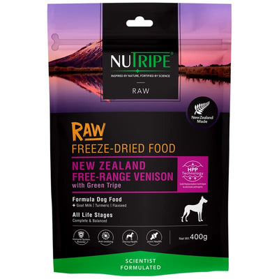 Nutripe [10% OFF] Nutripe NZ Grass-Fed Venison With Green Tripe Freeze Dried Raw Dog Food 400g Dog Food & Treats