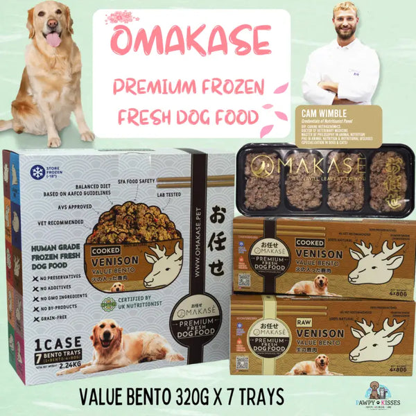 omakase OMAKASE RAW Frozen Dog Food Value Bento 2.24kg (7 x 320g) 10 Flavours Available Dog Food & Treats