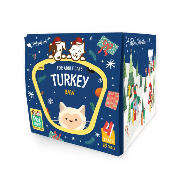 Pet Cubes (2025 Edition)PetCubes Raw for Cats - Festive Turkey 1.28KG Cat Food & Treats