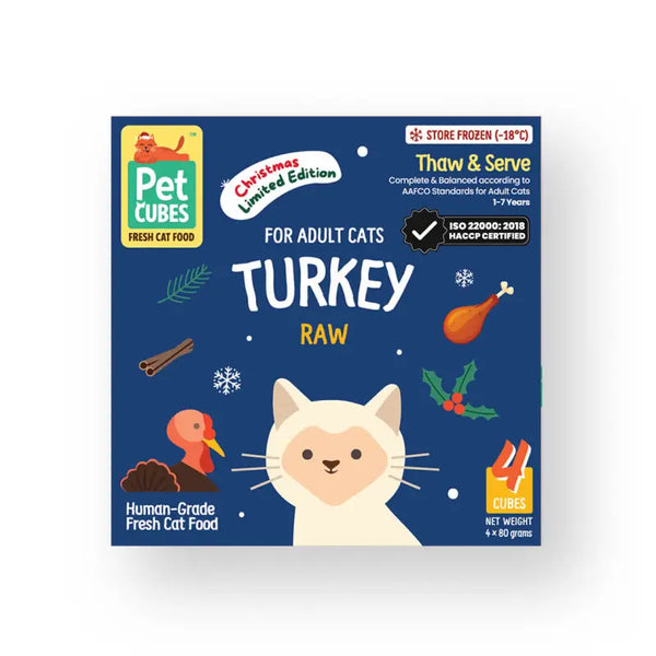 Pet Cubes (2025 Edition)PetCubes Raw for Cats - Festive Turkey 1.28KG Cat Food & Treats
