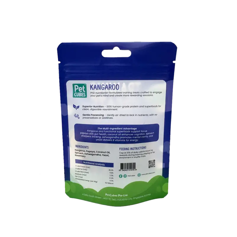 Pet Cubes (5% OFF)PetCubes Training Treats Gently Air Dried Treats For Dogs & Cats - Kangaroo 50g Dog Food & Treats