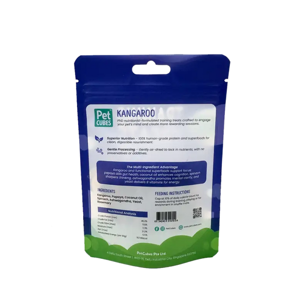 Pet Cubes (5% OFF)PetCubes Training Treats Gently Air Dried Treats For Dogs & Cats - Kangaroo 50g Dog Food & Treats