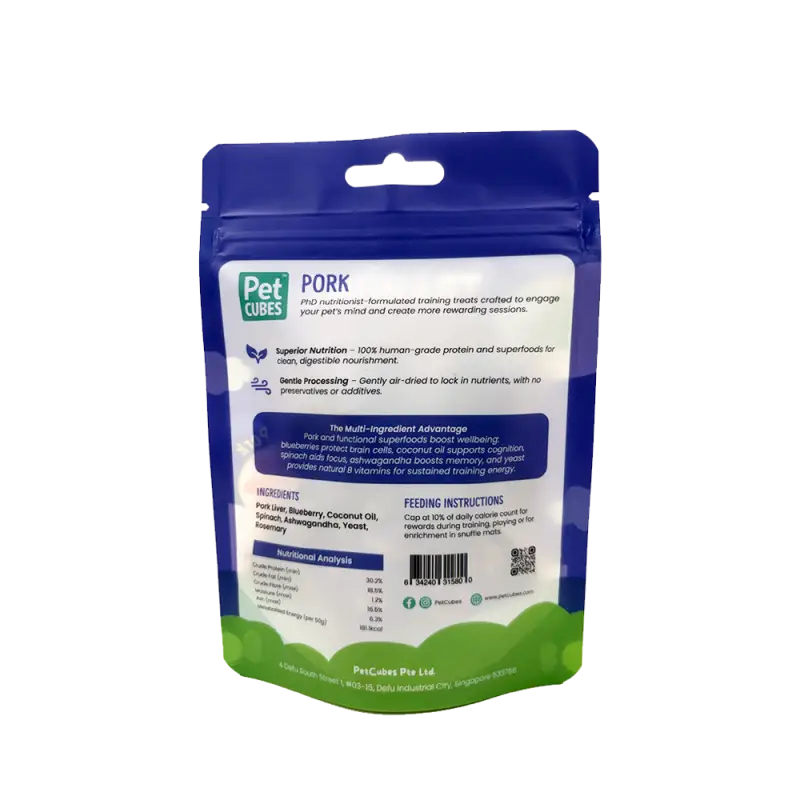 Pet Cubes (5% OFF)PetCubes Training Treats Gently Air Dried Treats For Dogs & Cats - Pork 50g Dog Food & Treats