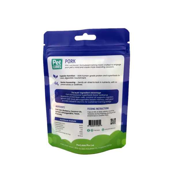 Pet Cubes (5% OFF)PetCubes Training Treats Gently Air Dried Treats For Dogs & Cats - Pork 50g Dog Food & Treats