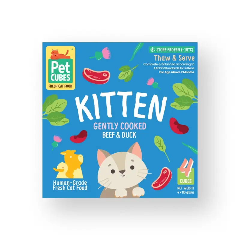 Pet Cubes PetCubes Frozen Cat Food - Gently Cooked Beef & Duck (Kitten) Cat Food & Treats