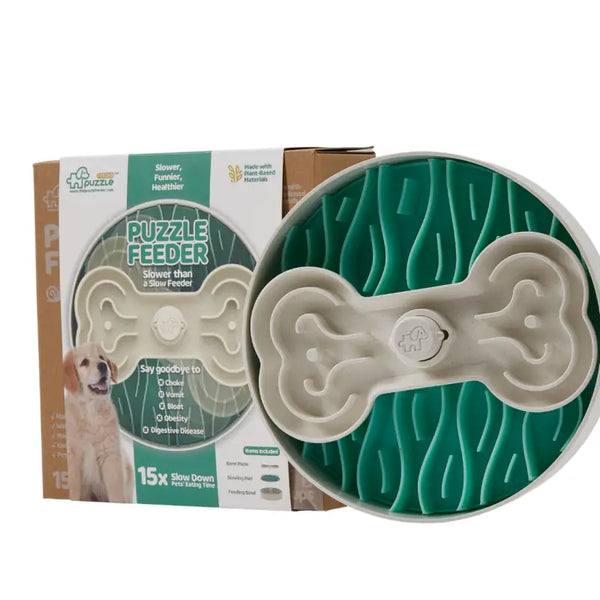 Puzzle Feeder Puzzle Feeder Interactive Dog Bowl (Broken Wave Green/Pink) Dog & Cat Accessories