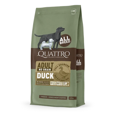 Quattro Quattro Adult All Breed No Grain Dry Dog Food Duck Dog Food & Treats