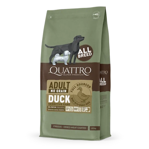 Quattro Quattro Adult All Breed No Grain Dry Dog Food Duck Dog Food & Treats