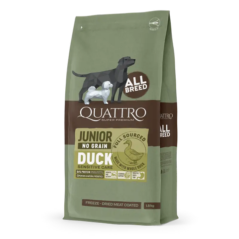 Quattro Quattro Junior All Breed No Grain Dry Dog Food Duck (2 Sizes) Dog Food & Treats