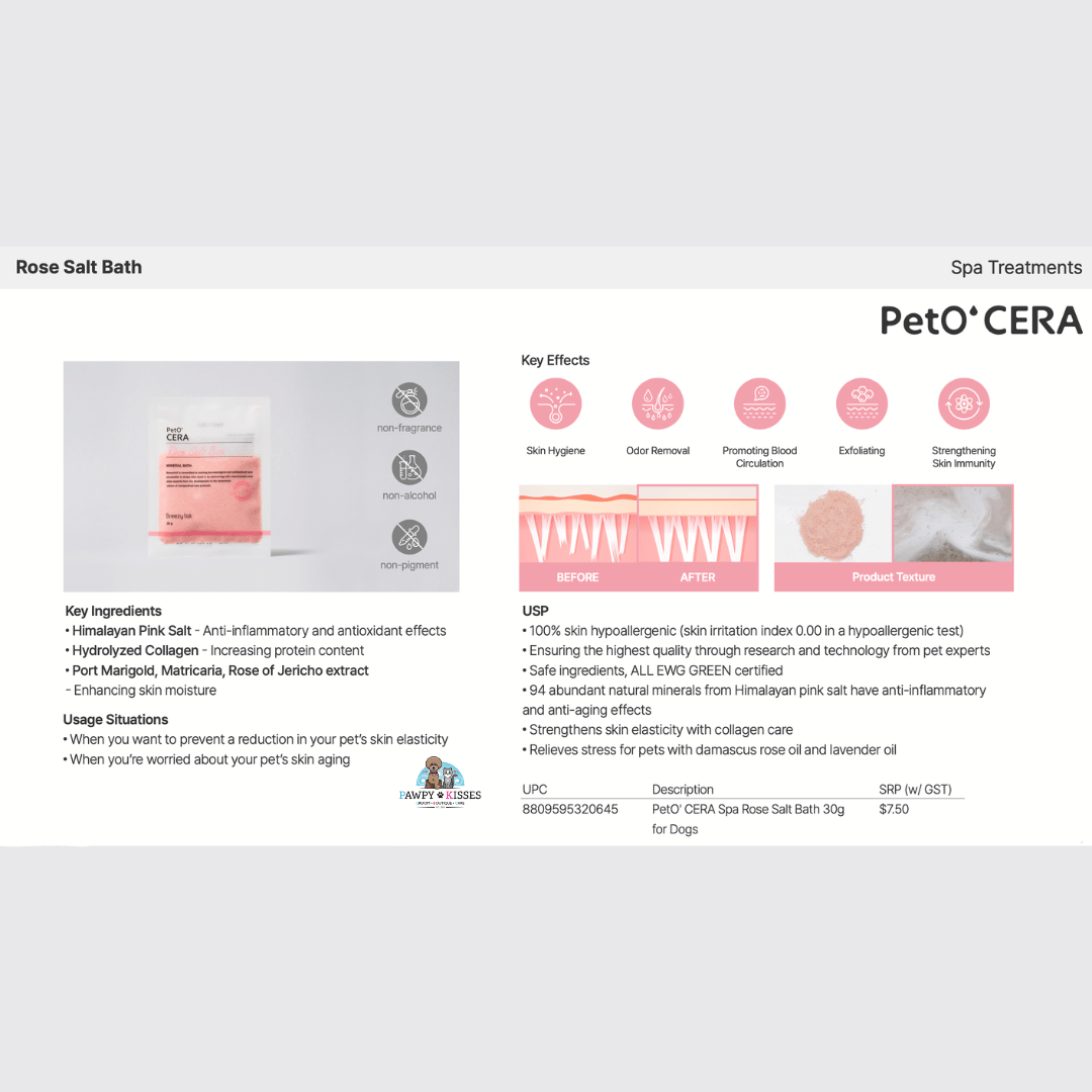 PetO' CERA Spa Rose Salt Bath 30g for Dogs