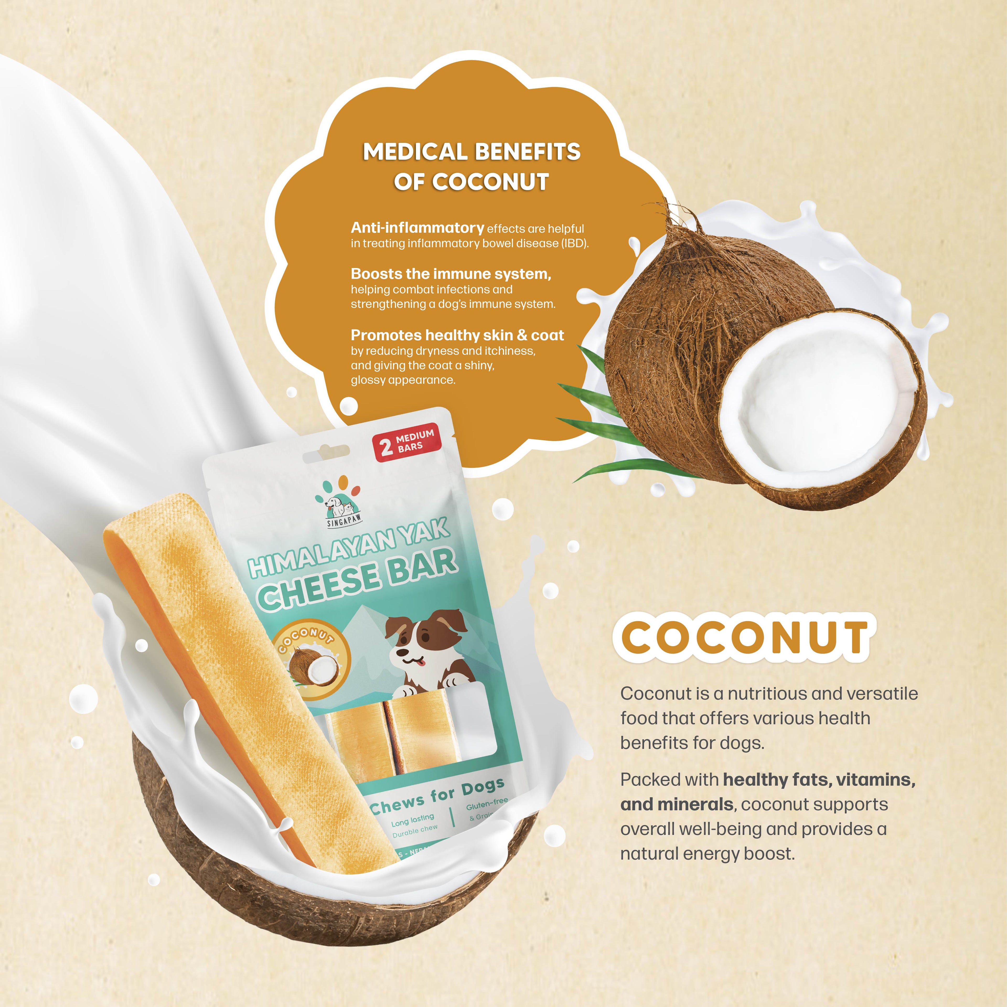 Singapaw Himalayan Yak Cheese Bar (Coconut) - Medium