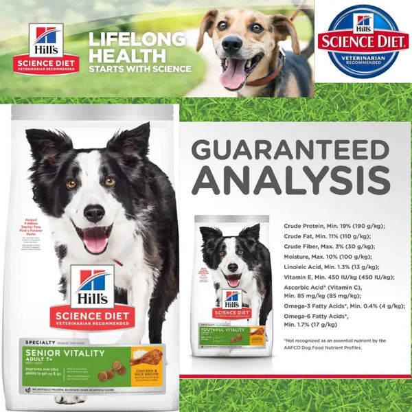 Science Diet Free Bag* + 20% OFF Science Diet Youthful Vitality Adult 7 + Chicken & Rice Recipe Dry Dog Food (2 Sizes) Dog Food & Treats