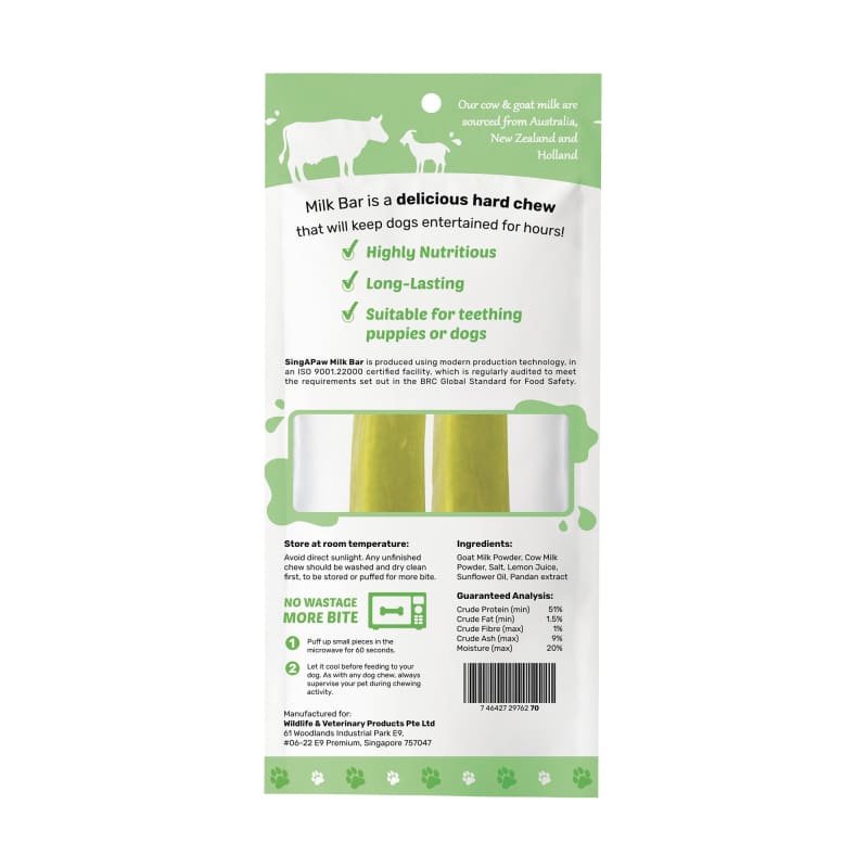 Singapaw [BUY 2 FREE 1] Singapaw Milk Bar Pandan Dog Chew (2 Sizes) Dog Food & Treats