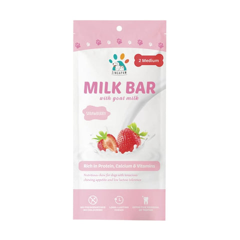 Singapaw [BUY 2 FREE 1] Singapaw Milk Bar Strawberry Dog Chew (2 Sizes) Dog Food & Treats