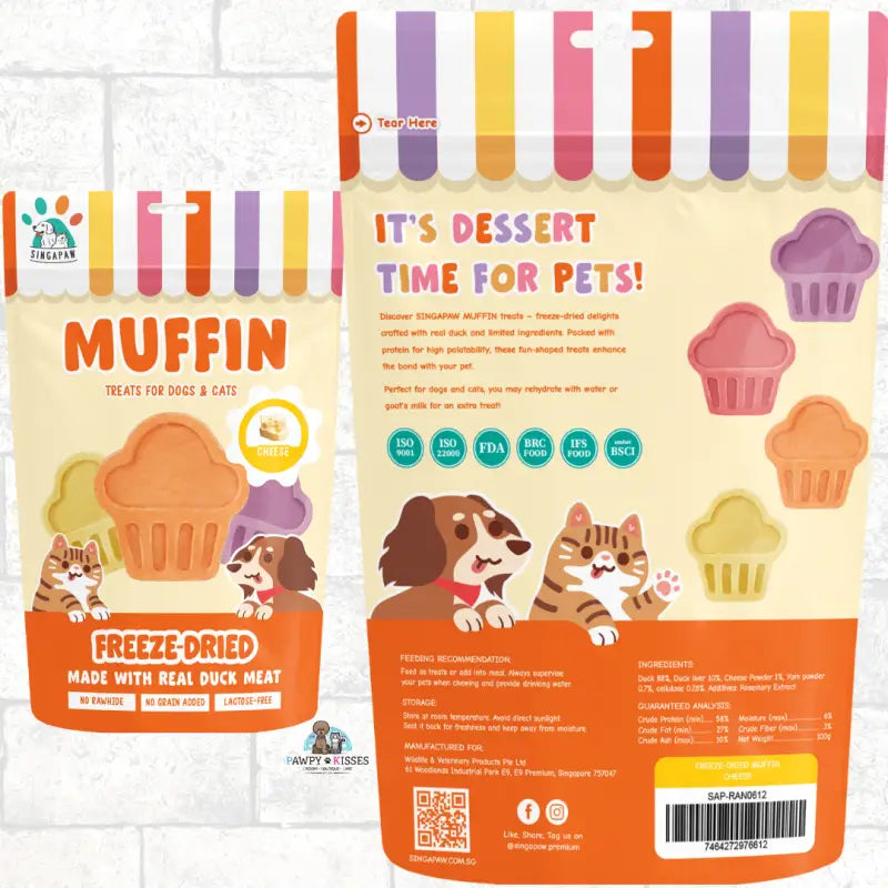 Singapaw Singapaw Freeze Dried MUFFIN with Real Duck Meat Treats For Dogs & Cats 100g (5 Flavours Available) Dog Food & Treats