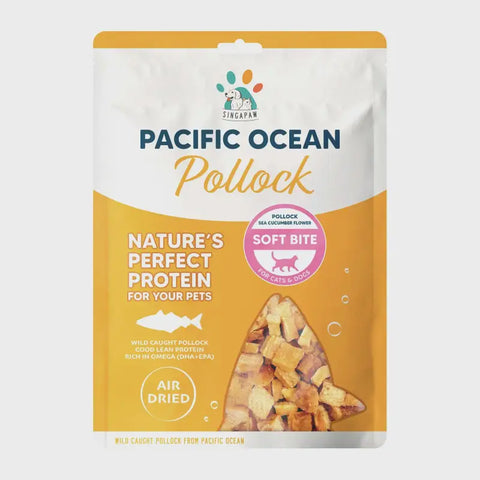 Singapaw Pacific Ocean Pollock With Sea Cucumber Flower Soft Bite Air-Dried Cat & Dog Treats 70g Food