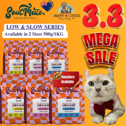 Soul Mate [CATS] 22% OFF Soulmate Low & Slow Air Dried Cat Food 500g & 1kg I Pawpy Kisses Cat Food & Treats