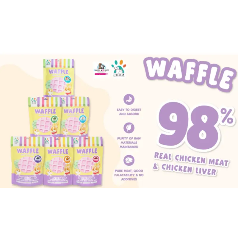 Not specified 20% off Singapaw Freeze Dried Waffle Dessert Treats for Dogs and Cats Premium Rich Milk Lactose Free Contains Real Meat 120g