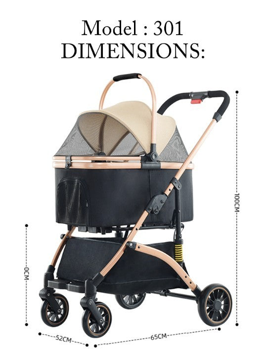 BNDC Pet Stroller 301 (Black) For Dogs & Cats