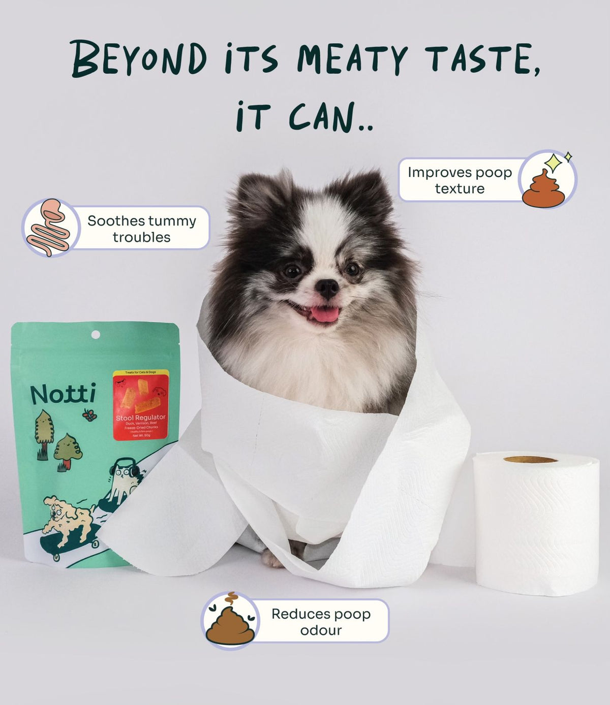 [10% OFF] Notti Stool Regulator Duck, Venison, Beef Freeze-Dried Chunks 50g Treats For Dogs & Cats