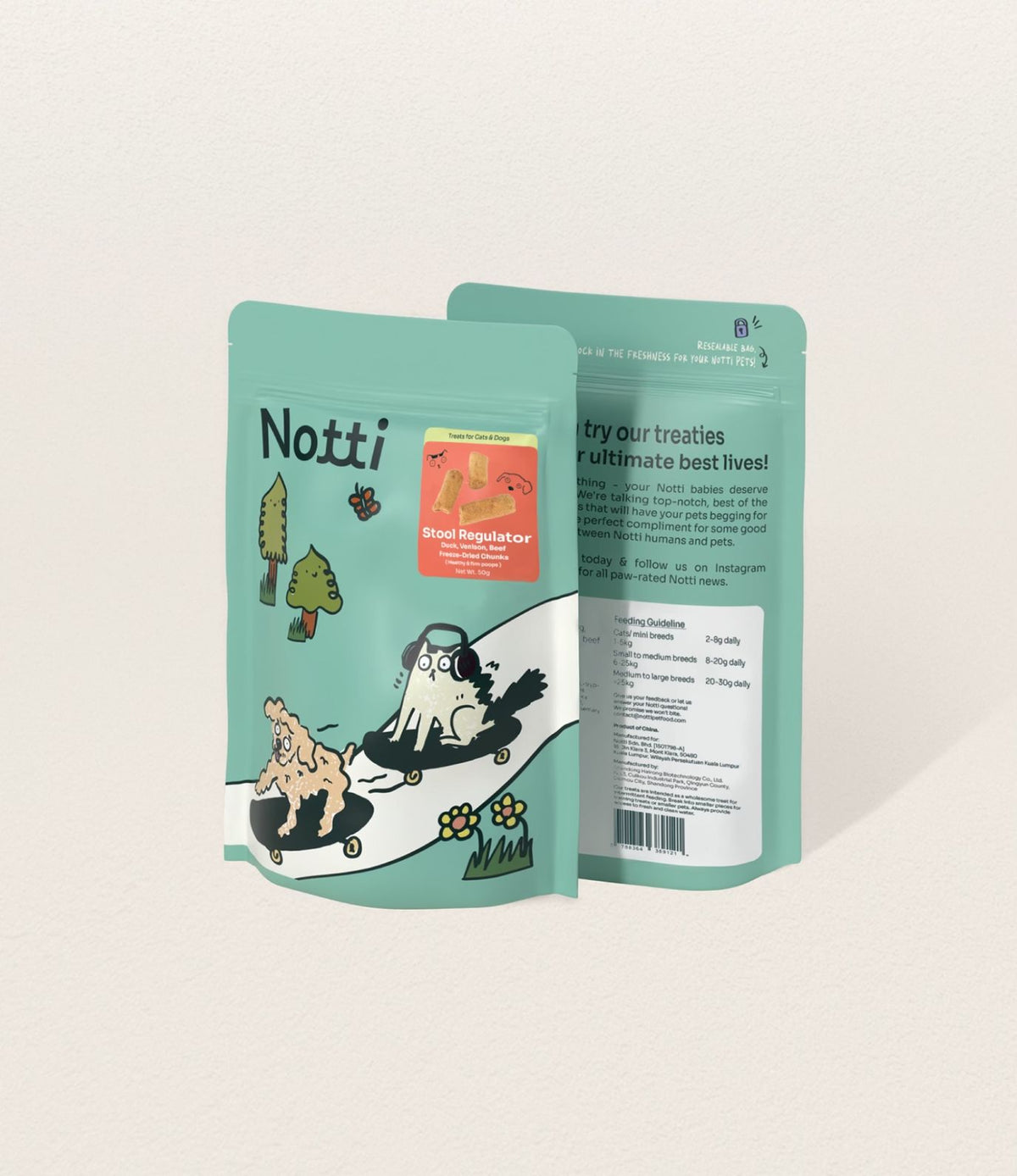 [10% OFF] Notti Stool Regulator Duck, Venison, Beef Freeze-Dried Chunks 50g Treats For Dogs & Cats