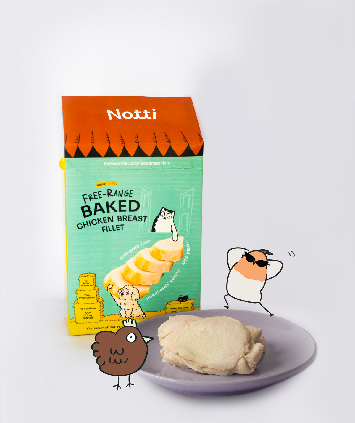 [10% OFF} "Notti Free-Range Baked  Chicken Breast Fillet  (4 x20g) 80g Treats For Dogs & Cats