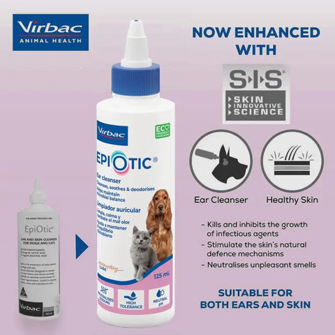 Virbac Virbac EpiOtic SIS Ear Cleanser for Cats and Dogs 125ml Necessities
