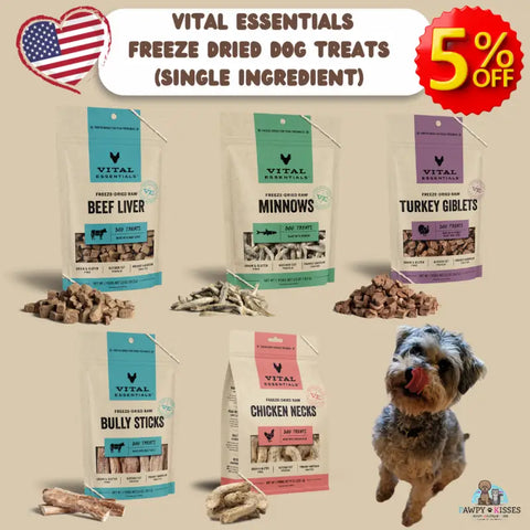 Vital Essentials [5% OFF] Vital Essentials® Freeze-Dried SINGLE INGREDIENT Dog Treats (5 Flavours Available) Dog Food & Treats