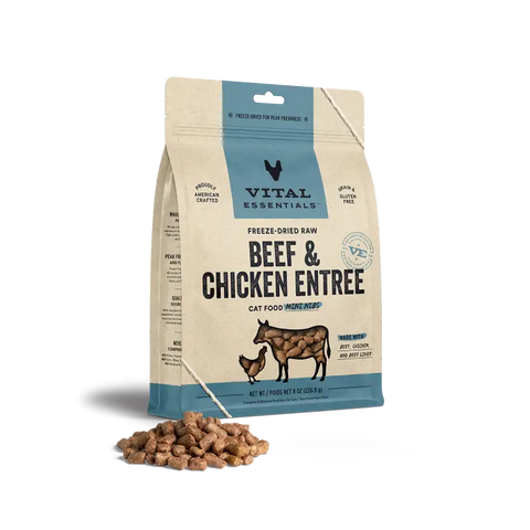 Vital Essentials Vital Essentials® Freeze Dried Raw Beef & Chicken Entree Cat Food Mini Nibs 8 oz Cat Food & Treats