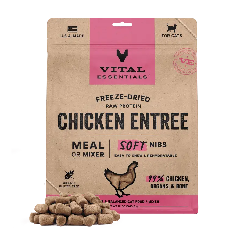Vital Essentials Vital Essentials® Freeze Dried Raw Chicken Entree & Mixer Cat Food Soft Nibs 12 oz Cat Food & Treats