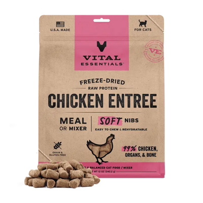Vital Essentials Vital Essentials® Freeze Dried Raw Chicken Entree & Mixer Cat Food Soft Nibs 12 oz Cat Food & Treats