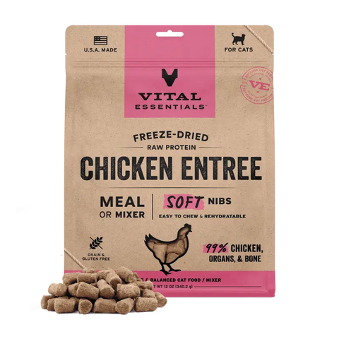 Vital Essentials Vital Essentials® Freeze Dried Raw Chicken Entree & Mixer Cat Food Soft Nibs 12 oz Cat Food & Treats
