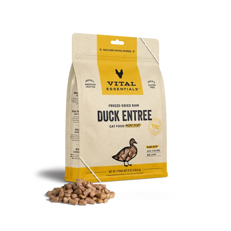 Vital Essentials Vital Essentials® Freeze Dried Raw Duck Entree Cat Food Mini Nibs 8 oz Cat Food & Treats