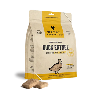 Vital Essentials Vital Essentials® Freeze Dried Raw Duck Entree Cat Food Mini Patties 8 oz Cat Food & Treats