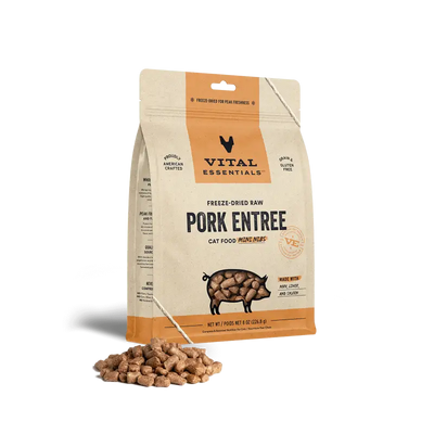 Vital Essentials Vital Essentials® Freeze Dried Raw Pork Entree Cat Food Mini Nibs 8 oz Cat Food & Treats