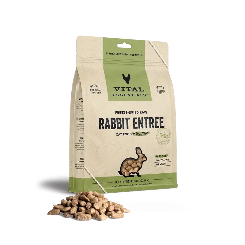 Vital Essentials Rabbit Vital Essentials® Freeze-Dried Raw Rabbit Entree Cat Food Mini Nibs 8 ...