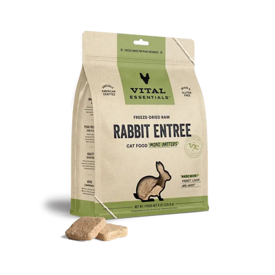 Vital Essentials Vital Essentials® Freeze Dried Raw Rabbit Entree Cat Food Mini Patties 8 oz Cat Food & Treats