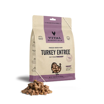 Vital Essentials Vital Essentials® Freeze Dried Raw Turkey Entree Cat Food Mini Nibs 8 oz Cat Food & Treats
