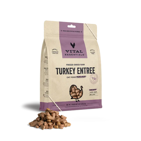 Vital Essentials Vital Essentials® Freeze Dried Raw Turkey Entree Cat Food Mini Nibs 8 oz Cat Food & Treats