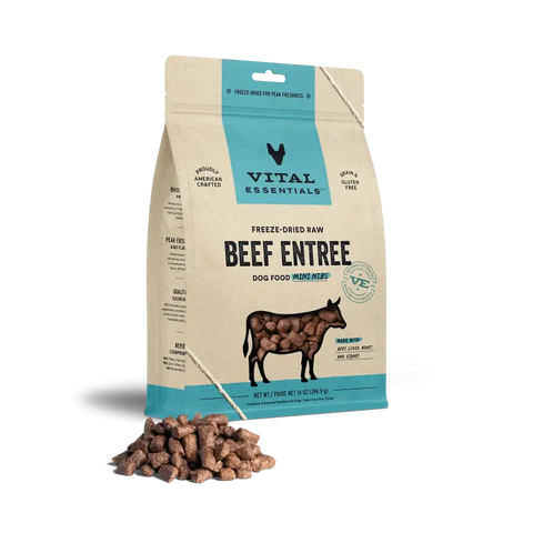 Vital Essentials (Save 9% )Vital Essentials® Freeze-Dried Raw Beef Entree Dog Food Mini Nibs 5.5/14 oz Dog Food & Treats
